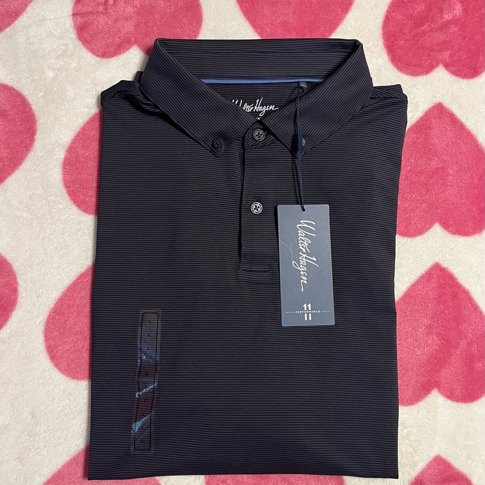 Walter Hagen Black and Gray Polo Shirt